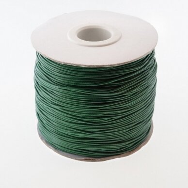 Vaškuota poliesterinė virvelė, #13 žalia spalva, apie 180 metrų/ritė, 0.5 mm
