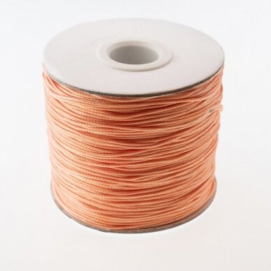 Waxed polyester cord, #15 salmon orange, about 180-meter/spool, 0.8 mm