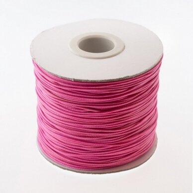 Vaškuota poliesterinė virvelė, #18 rožinė spalva, apie 180 metrų/ritė, 0.5 mm