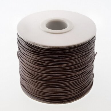 Waxed polyester cord, #30 dark brown, about 180-meter/spool, 1.0 mm