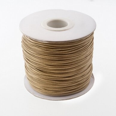 Waxed polyester cord, #34 light khaki, about 180-meter/spool, 1.0 mm