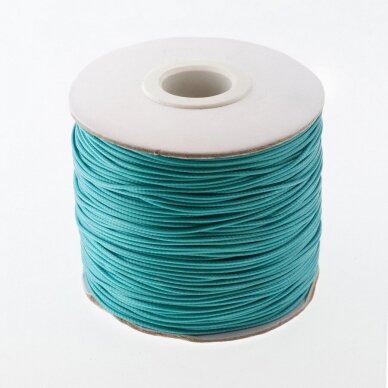 Waxed polyester cord, #42 bluish green, about 180-meter/spool, 1.0 mm