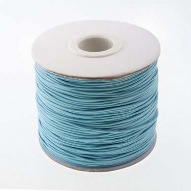 Vaškuota poliesterinė virvelė, #46 pastelinė mėlyna spalva, apie 180 metrų/ritė, 0.5 mm