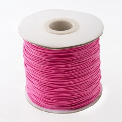 Vaškuota poliesterinė virvelė, #54 barbės rožinė spalva, apie 180 metrų/ritė, 0.5 mm