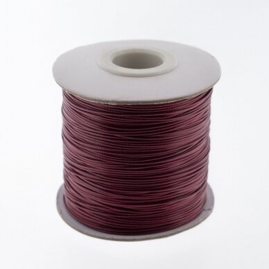 Waxed polyester cord, #61 wine red, about 180-meter/spool, 1.0 mm