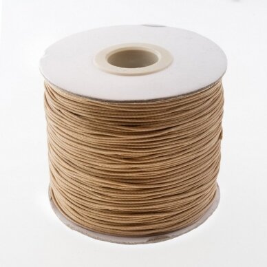 Waxed polyester cord, #62 smoky beige, about 180-meter/spool, 0.5 mm