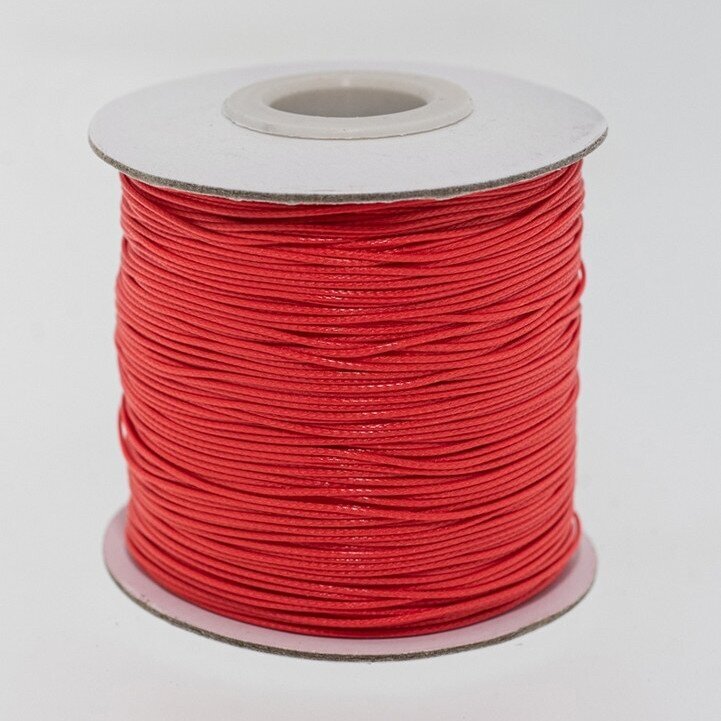 Waxed polyester cord, #01 red, about 180-meter/spool, 1.5 mm