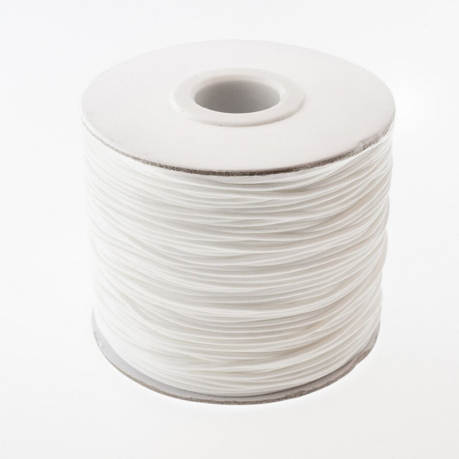 Waxed polyester cord, #06 white, about 180-meter/spool, 0.5 mm