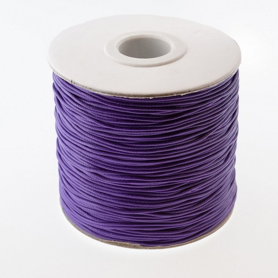 Vaškuota poliesterinė virvelė, #10 tamsiai violetinė spalva, apie 180 metrų/ritė, 0.8 mm