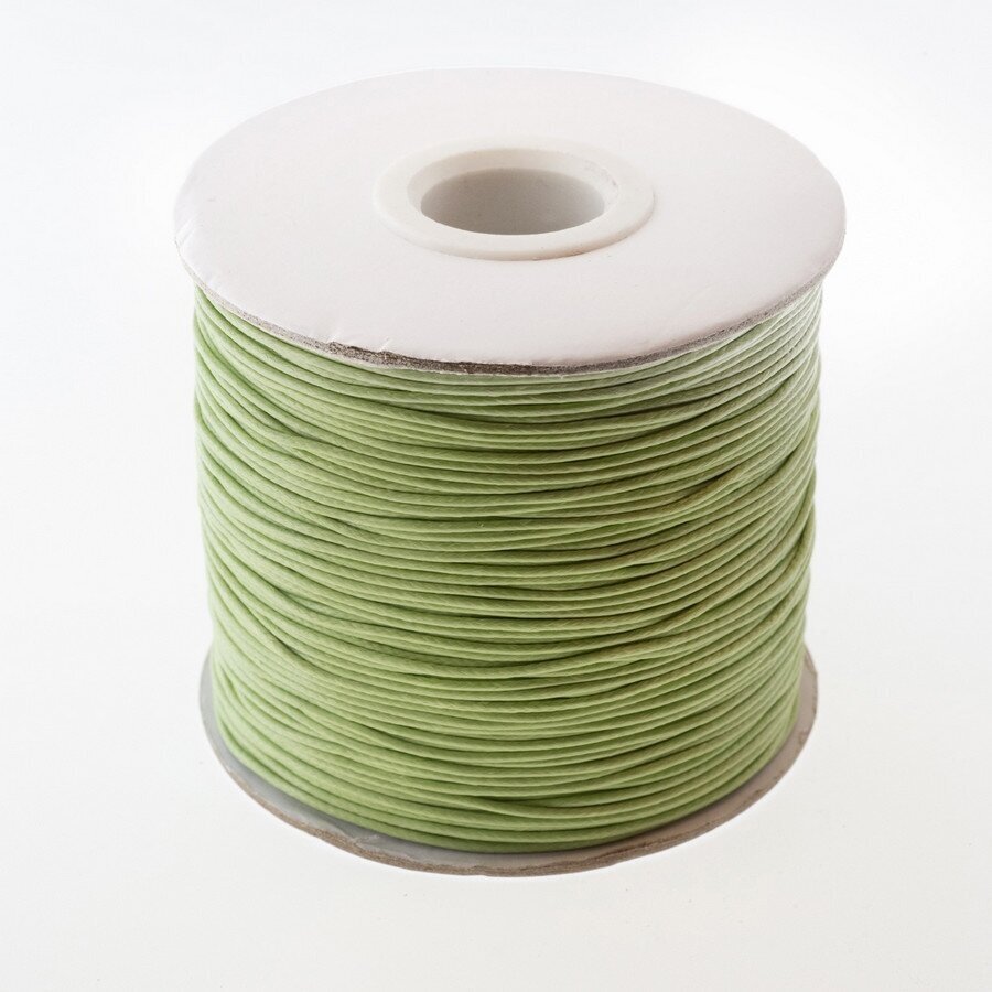 Waxed polyester cord, #20 light olive green, about 180-meter/spool, 0.8 mm