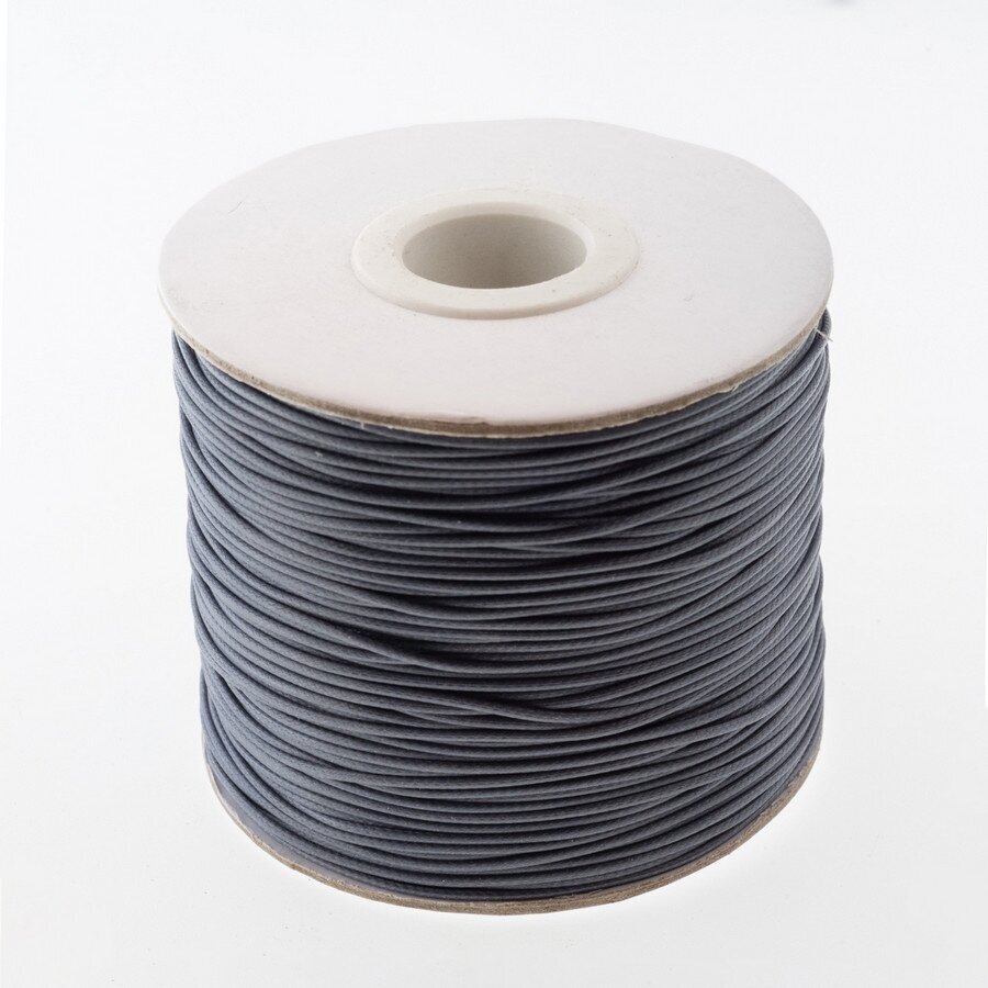 Waxed polyester cord, #39 extra dark grey, about 180-meter/spool, 0.5 mm