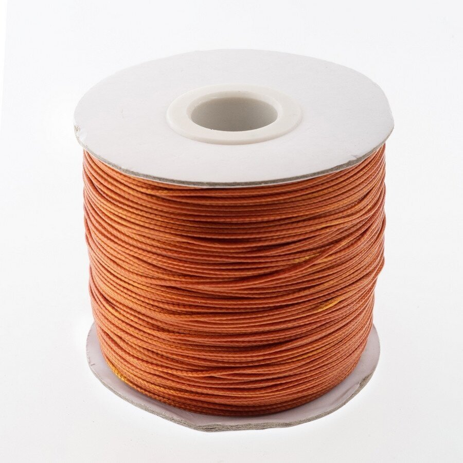 Vaškuota poliesterinė virvelė, #40 gintaro spalva, apie 180 metrų/ritė, 1.0 mm