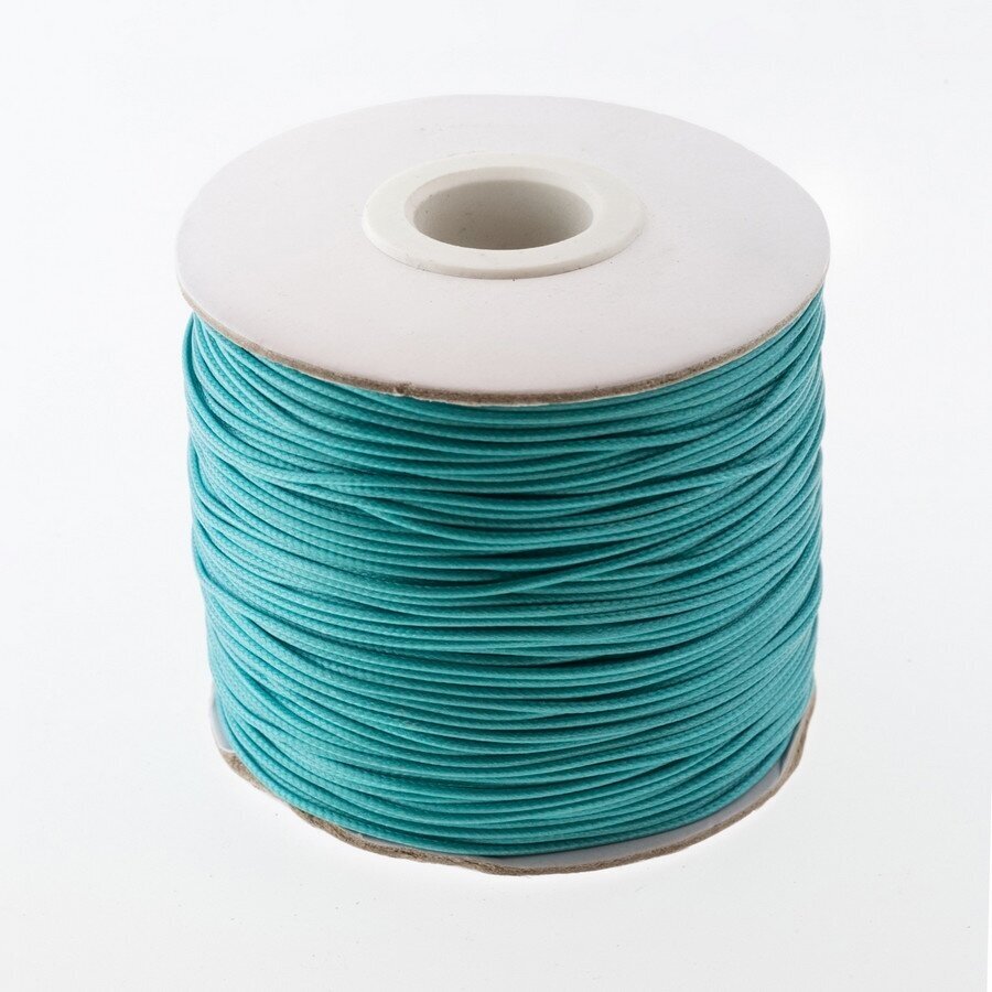 Waxed polyester cord, #42 bluish green, about 180-meter/spool, 0.8 mm