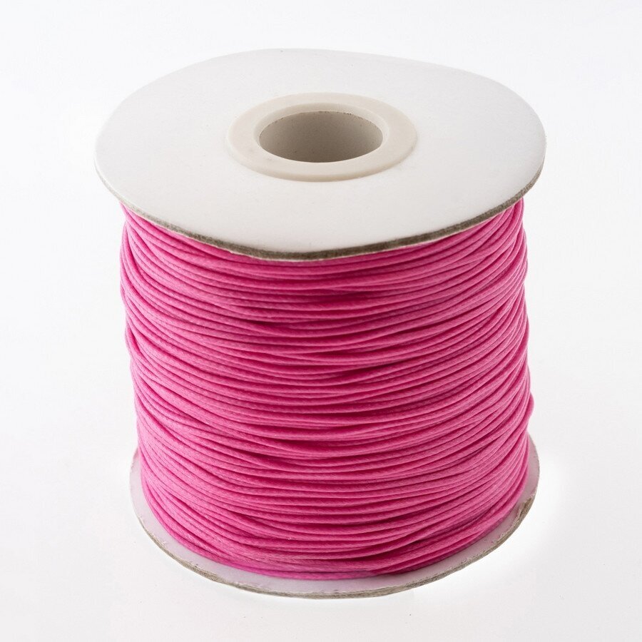 Waxed polyester cord, #54 Barbie pink, about 180-meter/spool, 1.0 mm