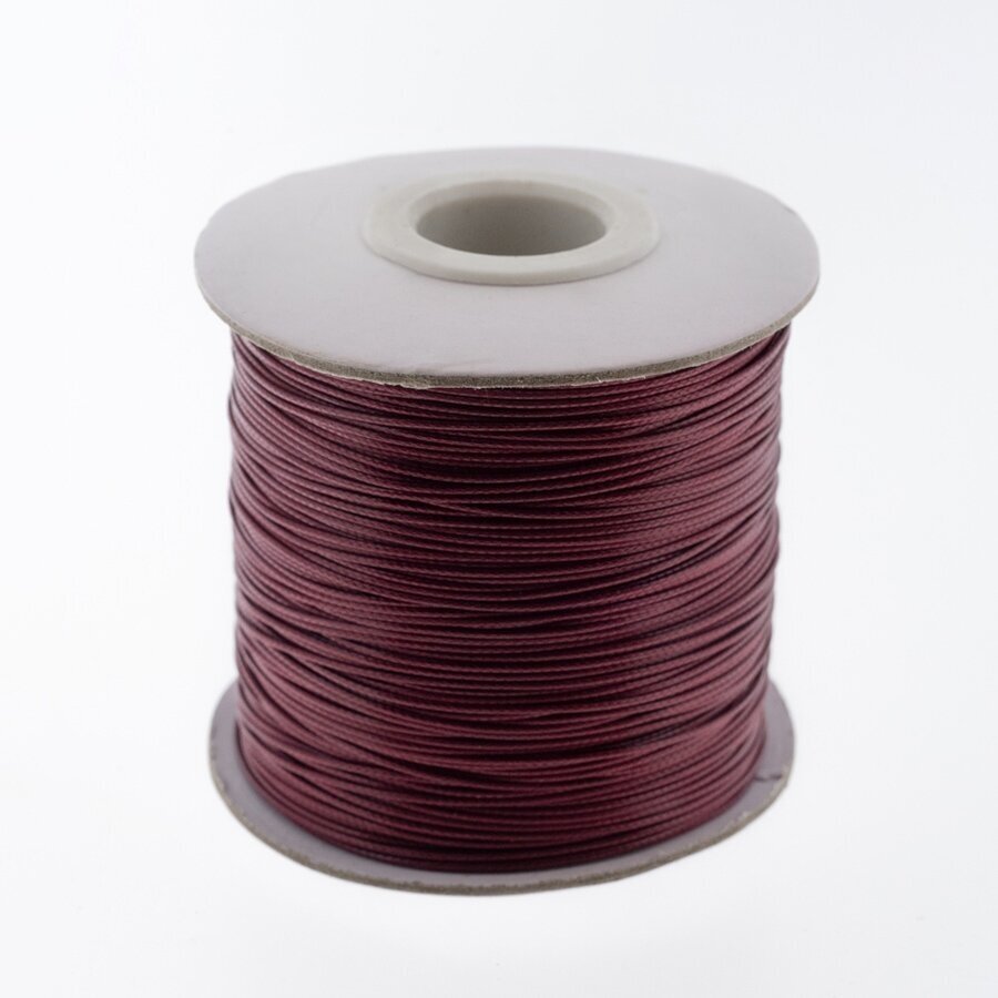 Waxed polyester cord, #61 wine red, about 180-meter/spool, 1.0 mm Waxed polyester cord, #61 wine red, about 180-meter/spool, 1.0 mm