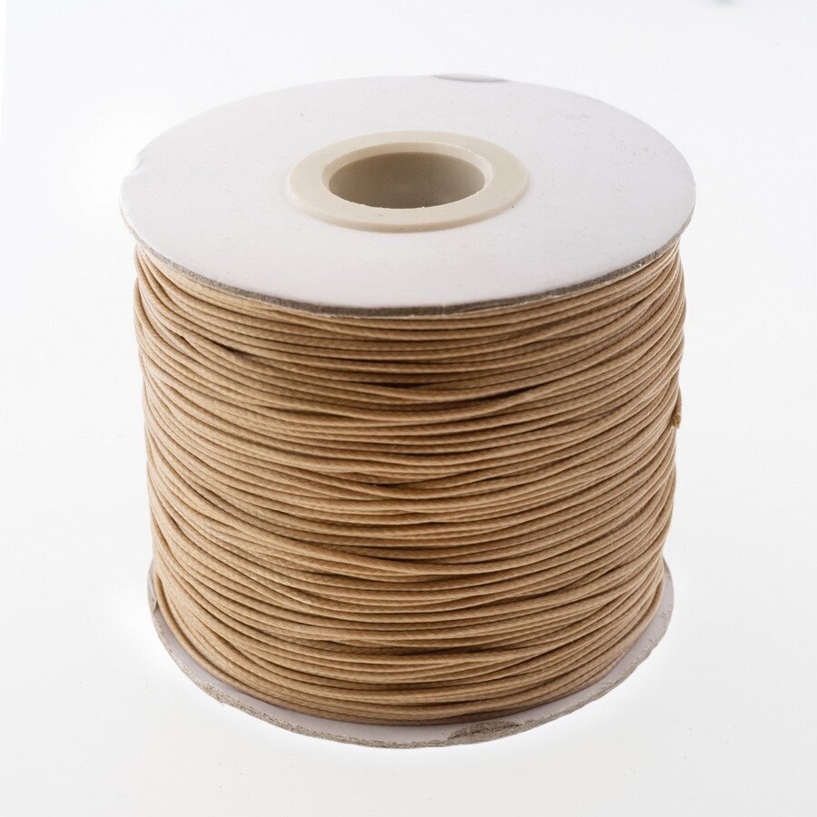 Waxed polyester cord, #62 smoky beige, about 180-meter/spool, 0.5 mm