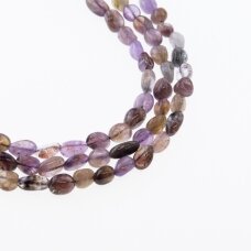 Purple Lodolite Quartz, Natural, A Grade, Pebble Bead, 37-39 cm/strand, M size about 6x8-8x12 mm