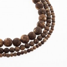 Drewnopodobny przepiórcza skorupka jajka agat, naturalny, kształt okrągły, brązowy kolor, 37-39 cm/sznur, 4, 6, 8, 10, 12 mm
