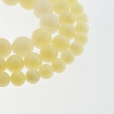 Mountain Jade (Dolomitic Marble), Natural, Dyed, Round Bead, #Y06 Light Lemon Yellow, 37-39 cm/strand, 6, 8, 10, 12 mm