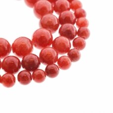Mountain Jade (Dolomitic Marble), Natural, Dyed, Round Bead, #YXS16 Carnelian Red, 37-39 cm/strand, 6, 8, 10, 12 mm