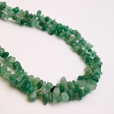 Zielony awenturyn, naturalny, B jakość, kształt odpryśnięty, 37-39 cm/sznur, około 5-8, 8-12 mm
