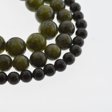 Jadeit (marmur dolomityczny), naturalny, malowany, kształt okrągły, #YXS26 mchu kolor, 37-39 cm/sznur, 6, 8, 10, 12 mm