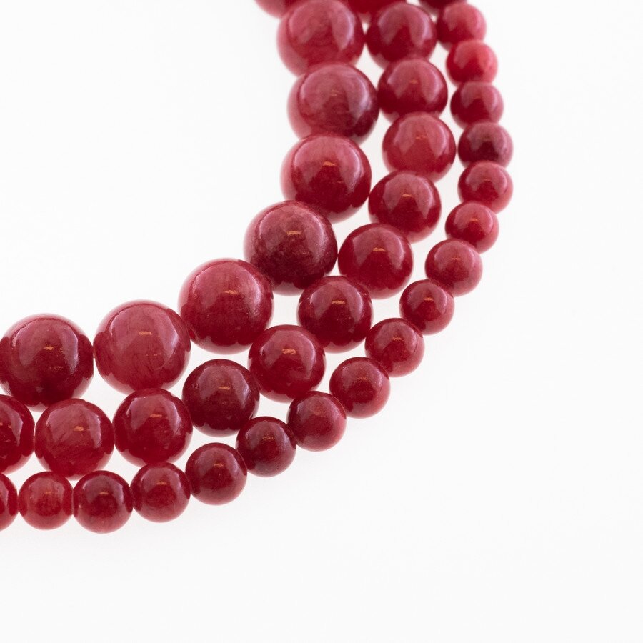 Jadeit (marmur dolomityczny), naturalny, malowany, kształt okrągły, #Y19 żurawinowy kolor, 37-39 cm/sznur, 6, 8, 10, 12 mm Jadeit (marmur dolomityczny), naturalny, malowany, kształt okrągły, #Y19 żurawinowy kolor, 37-39 cm/sznur, 6, 8, 10, 12 mm